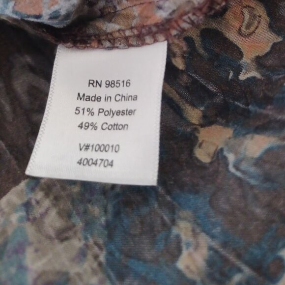 Coldwater Creek Women’s PM Petite Medium Embroidered Paisley Boho Top Sheer - Picture 3 of 10